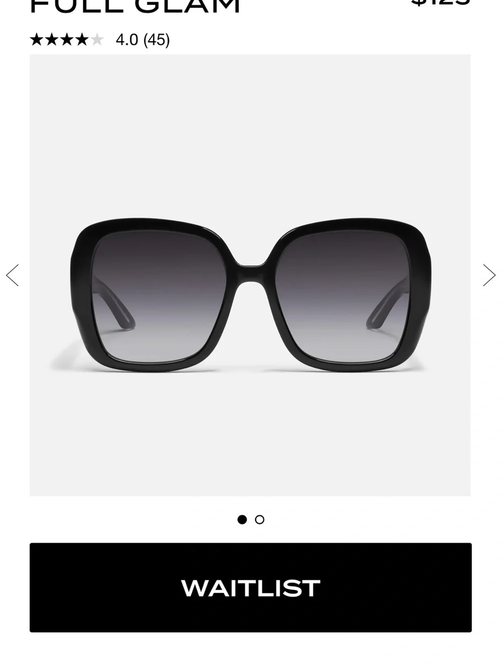 Quay Australia Full Glam Sunglasses Oversized Square Black Frame Black Fade Lens